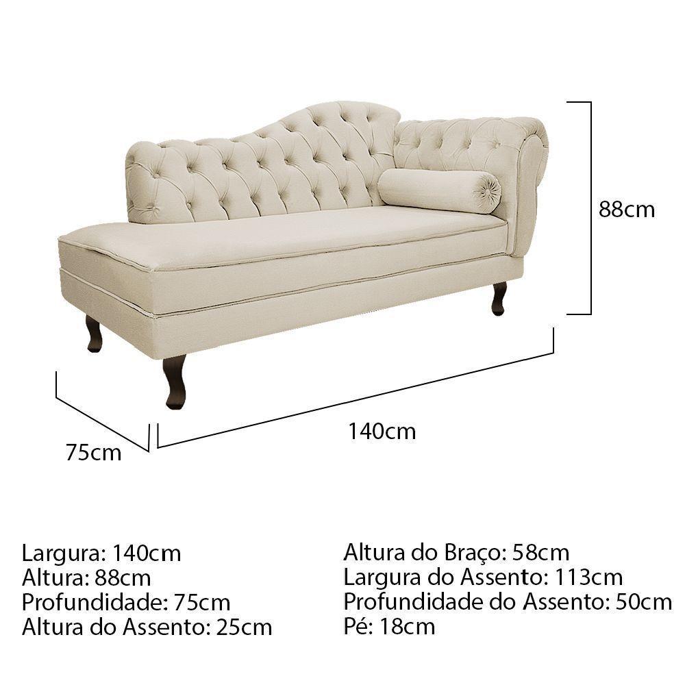 Diva Recamier Diana 140cm Lado Esquerdo Corano - Doce Sonho Móveis Bege - 2