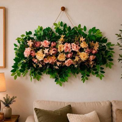 Guirlanda Floral Decorativa Artificial 40x80cm Rosa e Vermelho