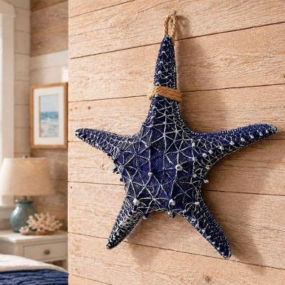 Decoração de Parede Estrela do Mar Azul Marinho em Resina 50cm