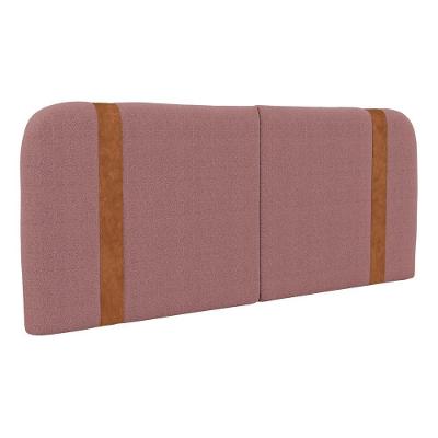 Cabeceira Painel Flay King Size Dobrável na Parede Madeira Maciça Bouclé Rosa Abmaza