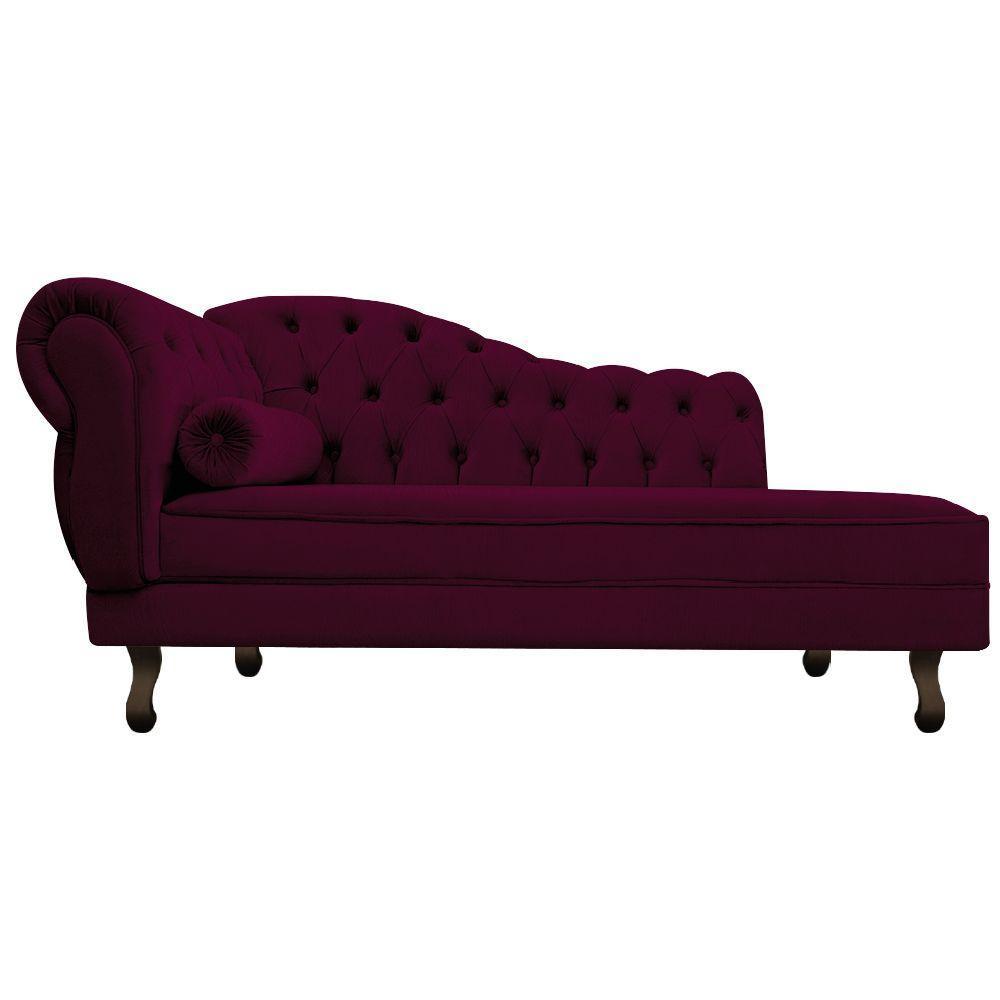 Diva Recamier Diana 140cm Lado Direito Suede - Doce Sonho Móveis Bordô - 3