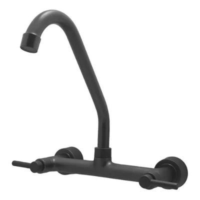 Misturador Cozinha 3368 Bicomando Parede Bica Móvel Latão Preto Shop Hidráulica