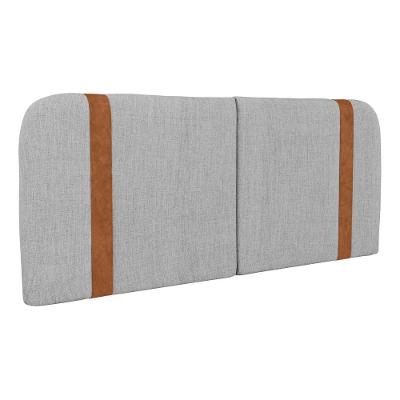Cabeceira Painel Flay King Size na Parede Madeira Linho Cinza Claro Abmaza