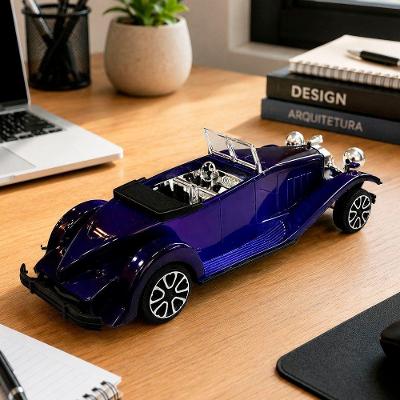 Carrinho Miniatura Clássico de Fricção Colecionável Vintage Azul