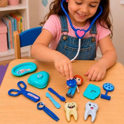 Kit Brinquedo Dentista Infantil 13 Peças com Acessórios Azul