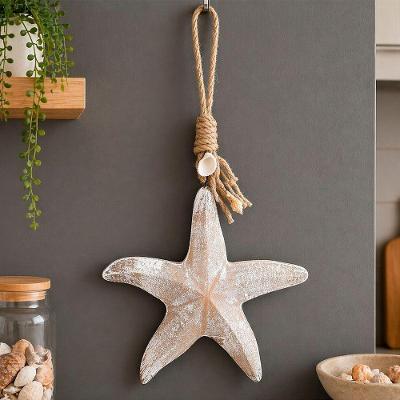 Pendente Decorativo Estrela do Mar MDF Decoração Praia 26cm Marrom