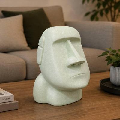 Estatueta Decorativa Moai Ilha de Páscoa Resina 19cm Branco