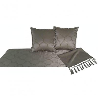 Kit Peseira e Capas de Almofada Jacquard Geométrico Verde Musgo