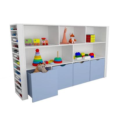 Organizador Infantil Adhara com Baús Livreiro e Nichos MDF Azul Woodcore