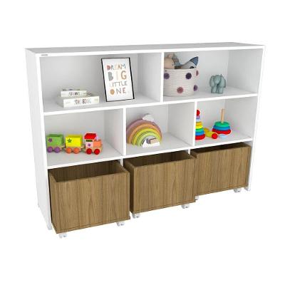 Estante de Nichos com Baús Natan 2 Portas 3 Prateleiras MDF Amadeirado Woodcore