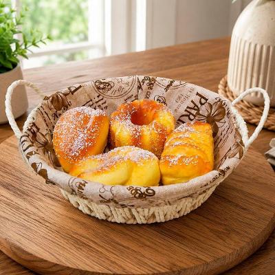 Kit Cesta Decorativa com Pães Artificiais Doces Bege 5 Peças