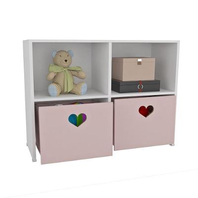 Estante de Nichos com Baús Sammy 2 Portas 2 Gavetas MDF 114CM Rosê