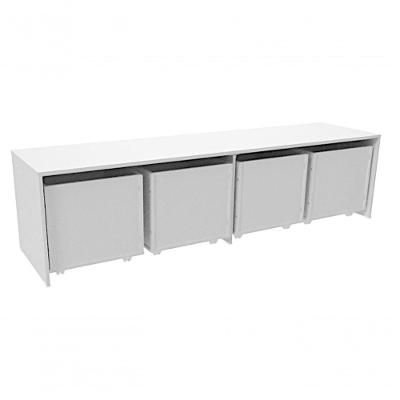 Mesa Baús Organizadores Dóris Retangular MDF 200CM Branco Woodcore