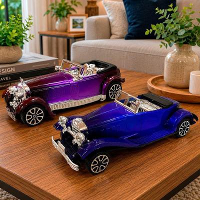 Kit Carrinho Brinquedo Colecionável Retrô Fricção Azul e Roxo 2pçs