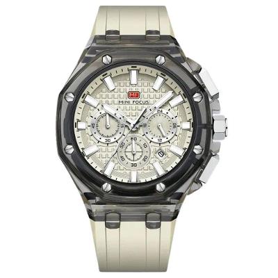 Relógio de Pulso Masculino Multifuncional Casual Quartzo Silicone Bege