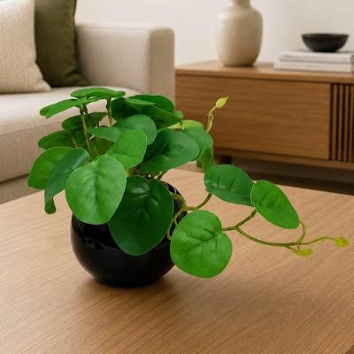 Planta Jiboia Artificial no Vaso Decorativa Verde Escuro 17cm