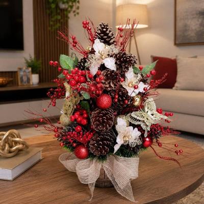 Árvore de Natal Decorativa de Mesa 60cm Plástico Tecido e Isopor Verde