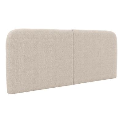 Cabeceira Painel Orgânico Aira King Fixação na Parede Suede Bege Abmaza