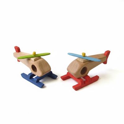 Kit 2 Helicópteros de Madeira Esquilo Hélice Móvel Multicolorido 6x12cm