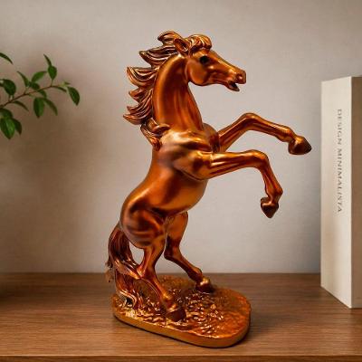 Escultura Decorativa Cavalo Europeu Resina Cobre 26cm