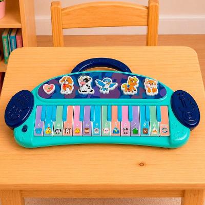Piano Teclado Musical Infantil Teclas Coloridas Sons Animais Azul