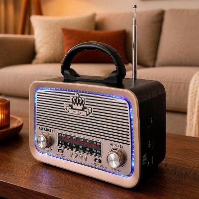 Rádio Portátil Multifuncional Lanterna LED Bluetooth USB Cartão TF-SD Preto