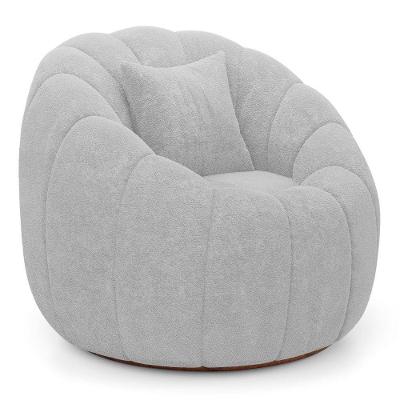 Poltrona Decorativa Shell Giratória Bouclê Cinza Claro Abmaza