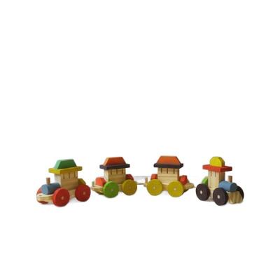 Trenzinho de Madeira Multicolorido 4 Peças Encaixe sem Pregos Brinquedo Infantil