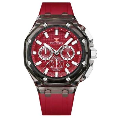Relógio de Pulso Masculino Casual de Quartzo Pulseira de Silicone Vermelho