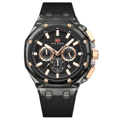Relógio de Pulso Masculino Casual Quartzo Pulseira de Silicone Preto