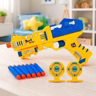 Pistola Lança Dardos Infantil com 6 Dardos e 2 Alvos Extras Amarelo