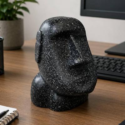 Estatueta Moai Ilha de Páscoa em Resina 19cm Preto Acabamento Sofisticado