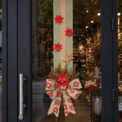 Escapulário Natalino Laço Flores Decoração Porta 2m Vermelho