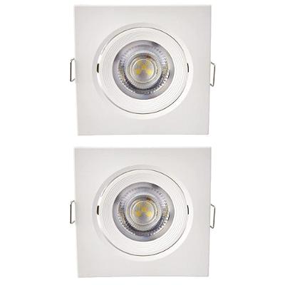 Kit 2 Spot LED Quadrado Embutir 5W 6500K Bivolt Branco Foxlux