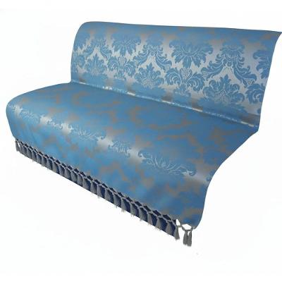 Manta Xale Jacquard Medalhão Azul e Dourado para Sofá 1,40x1,80M