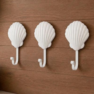 Kit 3 Ganchos Cabideiro Concha Suporte Parede Toalhas Branco