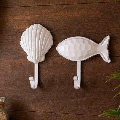 Kit 2 Porta Toalha Cabideiro Decorativo de Parede Estilo Praiano Branco