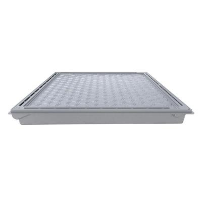 Tampa Casa Máquina Piscina Rebaixo Gaveta Polipropileno Cinza 85x85cm