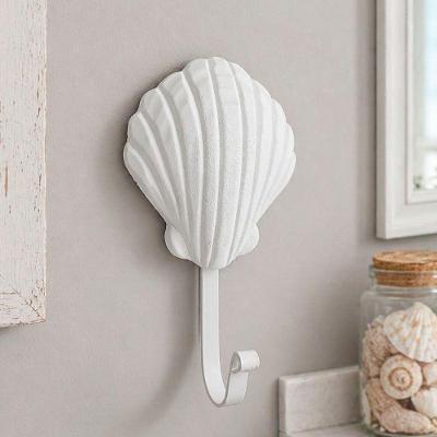 Cabideiro de Parede Concha Porta Toalha Gancho Decorativo Branco