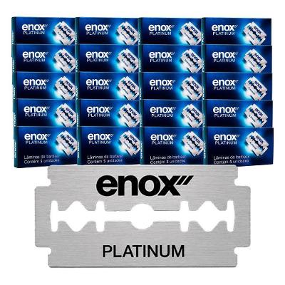 Kit 100 Lâminas de Barbear Fio Duplo Aço Inox Platina Prata Enox Belliz