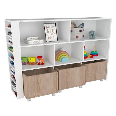 Organizador Infantil Natanael Baús Porta Carrinho MDF 135CM Branco Woodcore