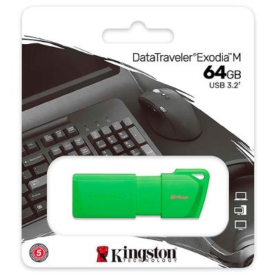 Pendrive Kingston Exodia m 64GB USB 3.2 Tampa Deslizante Verde