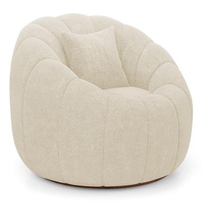 Poltrona Decorativa Concha Shell Giratória Bouclê Bege Abmaza