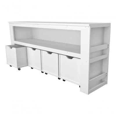 Organizador com Baús Porta Livros Adele MDF 138cm Branco Woodcore