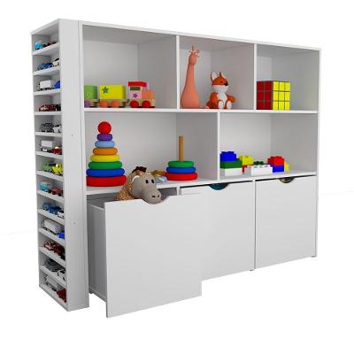Estante Infantil Ada com Baús e Porta Carrinhos MDF Branco Woodcore