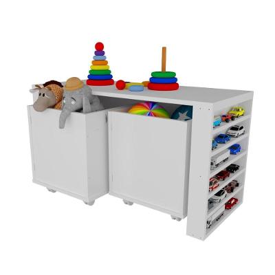 Rack com Baús Porta Carrinhos Enoque 92CM MDF Branco Woodcore