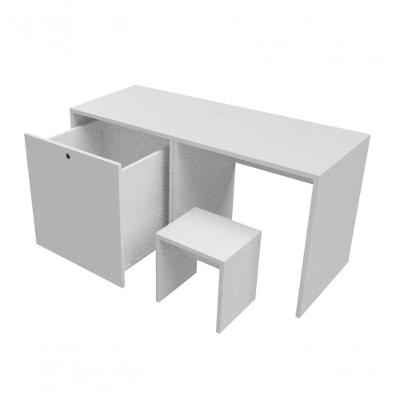 Escrivaninha Infantil com Baú e Banquinho MDF Branco Woodcore