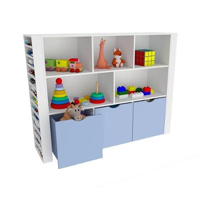 Organizador Baú com Porta Carrinhos Anita MDF 158cm Azul Woodcore