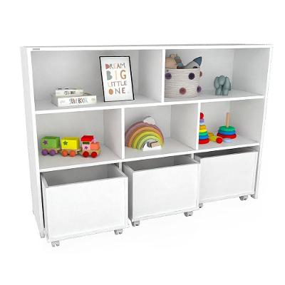 Estante Organizador Natan 130CM Baús MDF Branco Woodcore