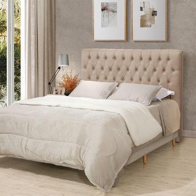 Cabeceira King Inca Estofada no Box MDF Linho Bege Villa Casa Decor